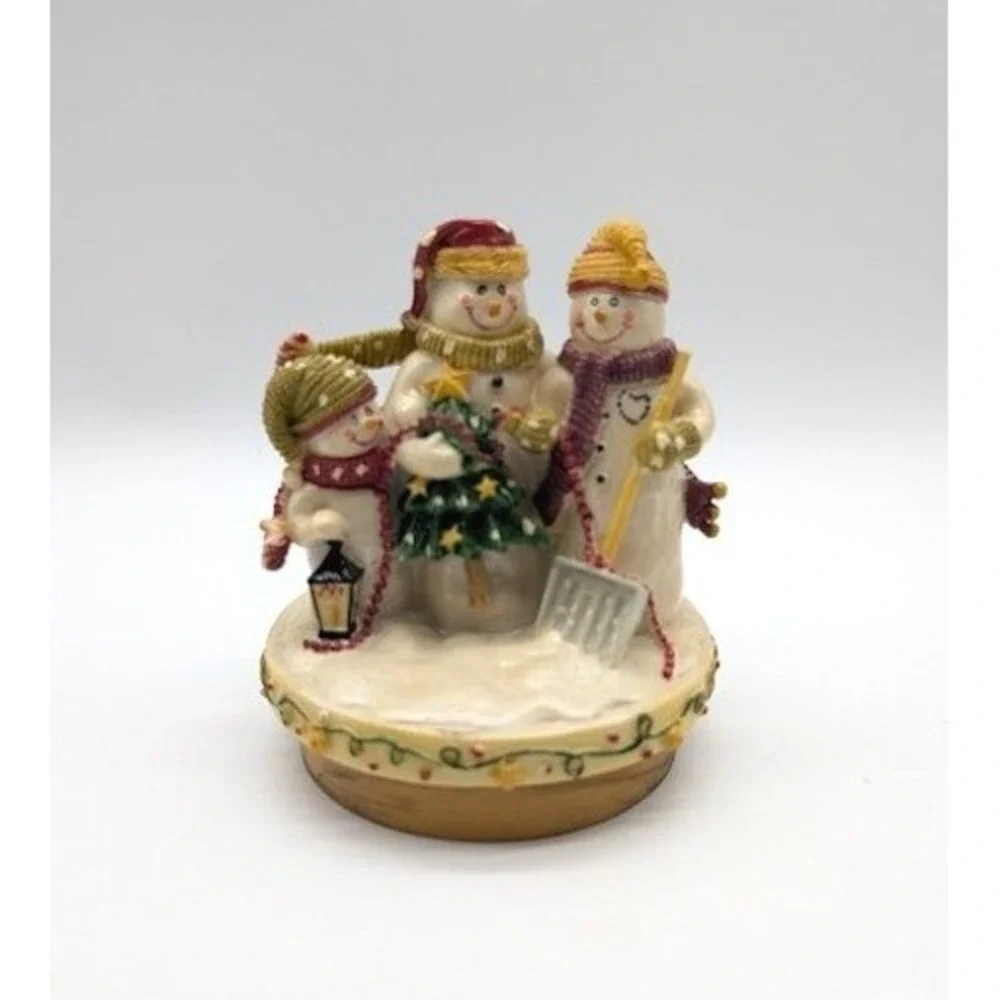 Christmas Holiday Snowman Figurine Candle Jar Topper Winter‎ Primitive Courntry